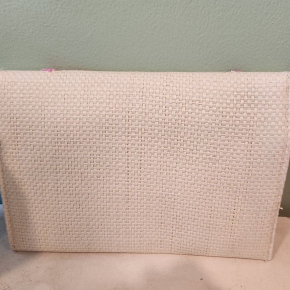 Woven Clutch with Pink Flamingo Design - Picture 2 of 6